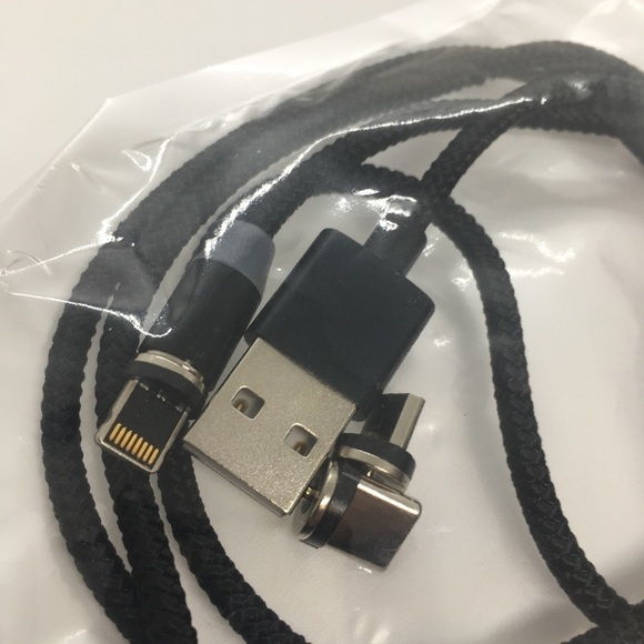 Black Braided Cord Charging Cable Interchangeable - Picture 2 of 3